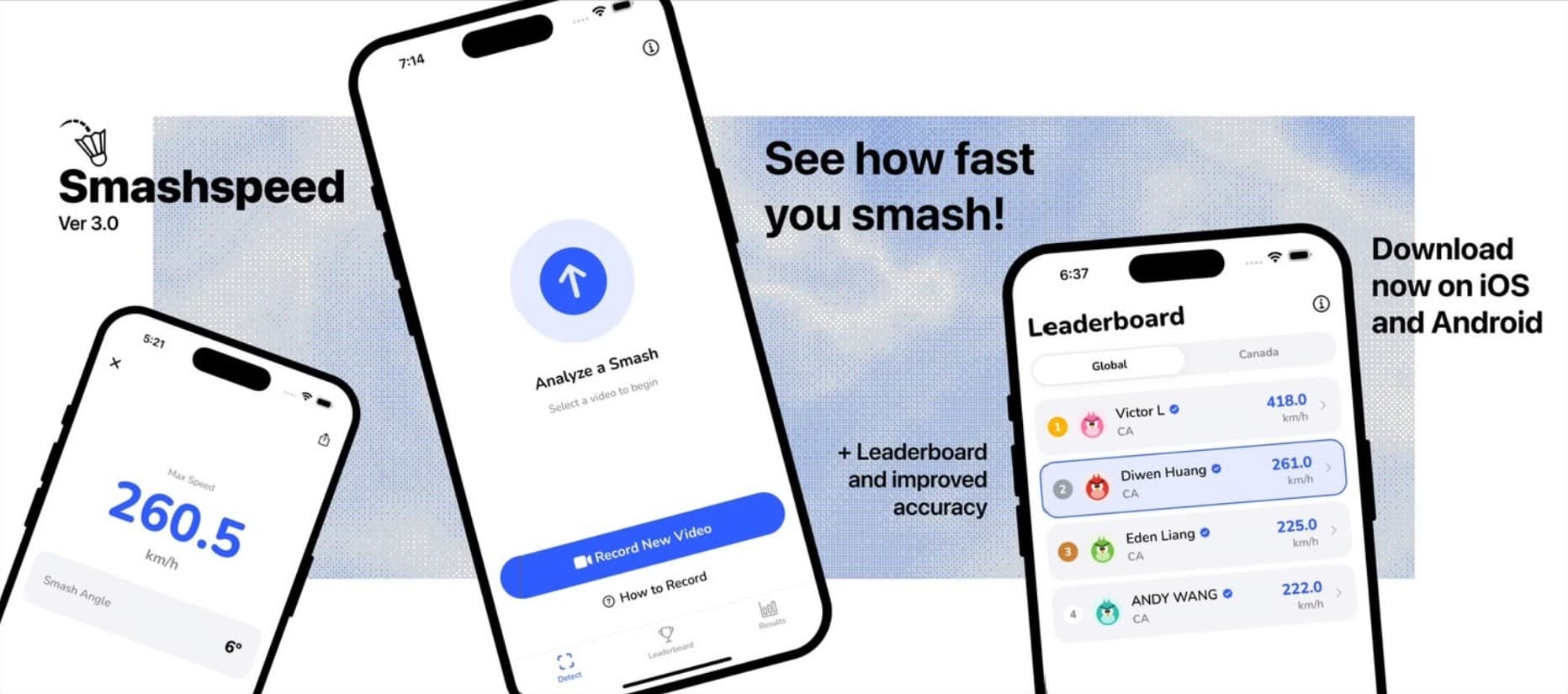 The Smashspeed Version 3.0 launch post: the new analyze and leaderboard screens, on iOS and Android